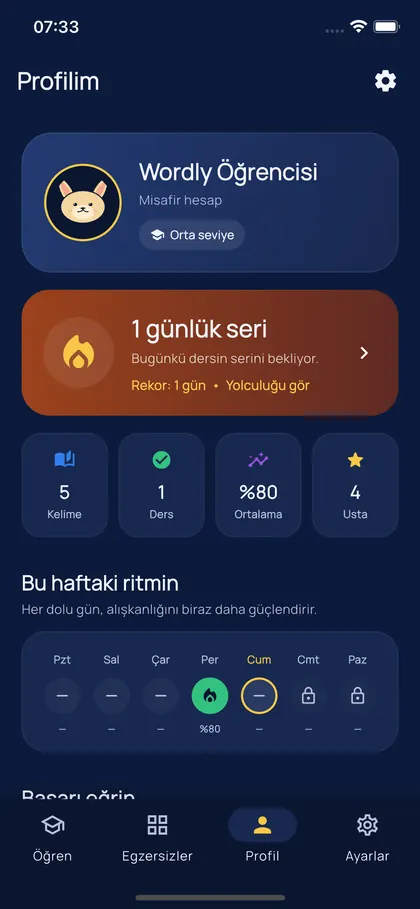 Wordly Uygulama — Farklı egzersizlerle pekiştir